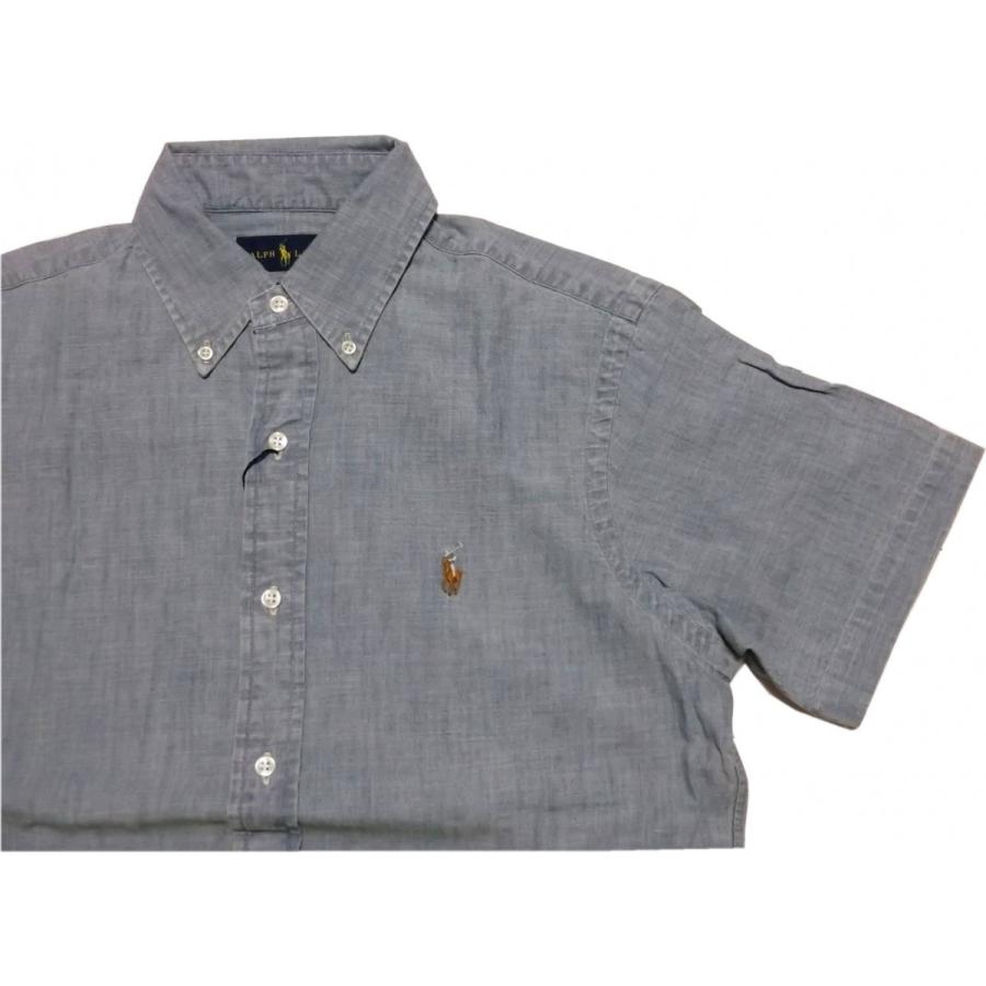 ポロ ラルフローレン 半袖 ワンポイント ボタンダウンシャツ シャンブレー ブルー メンズ Polo Ralph Lauren 727