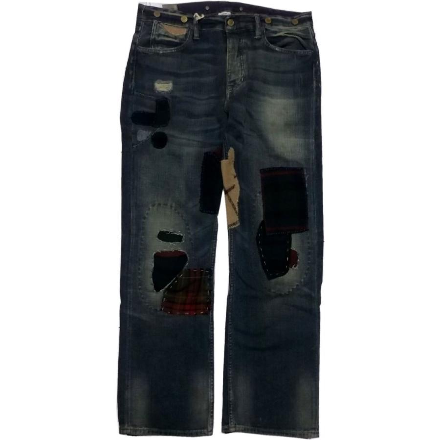 ポロ ラルフローレン ブルーデニム ジーンズ ウール地パッチ USED加工 メンズ Polo Ralph Lauren 177