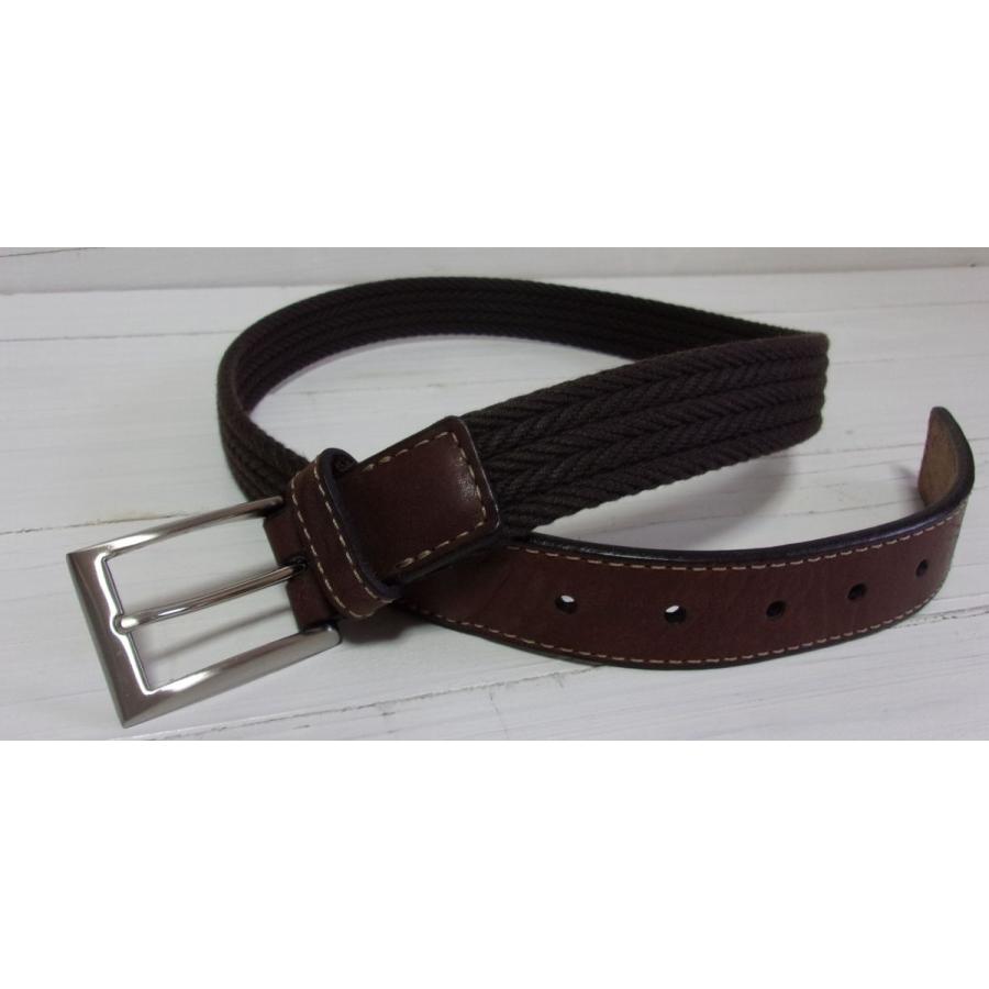 アメリカ製 布メッシュ ベルト 本革 茶 ブラウン made in usa belt 001｜shufflestore｜04