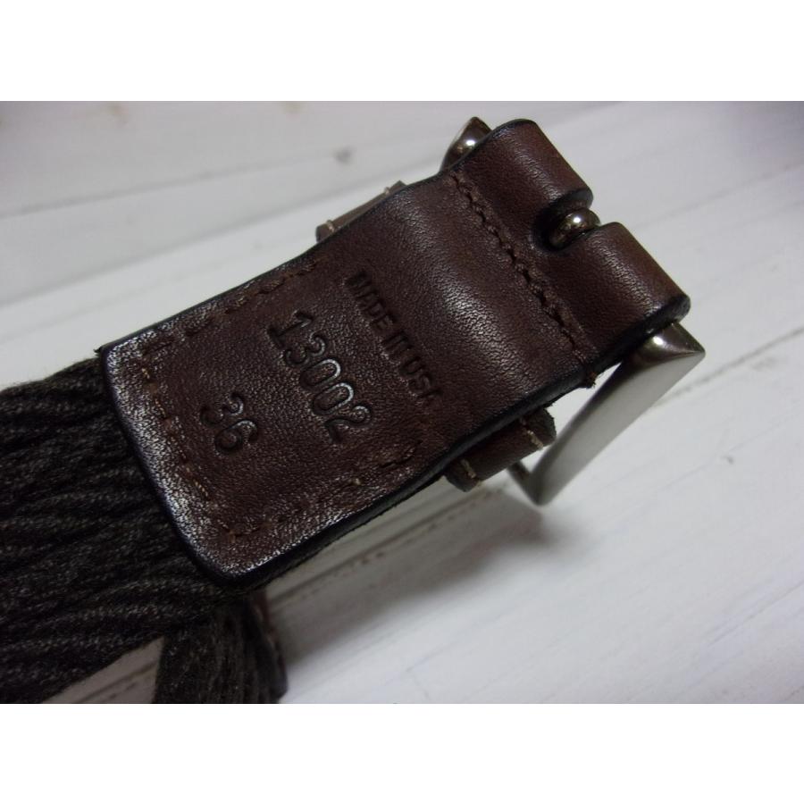 アメリカ製 布メッシュ ベルト 本革 茶 ブラウン made in usa belt 001｜shufflestore｜05