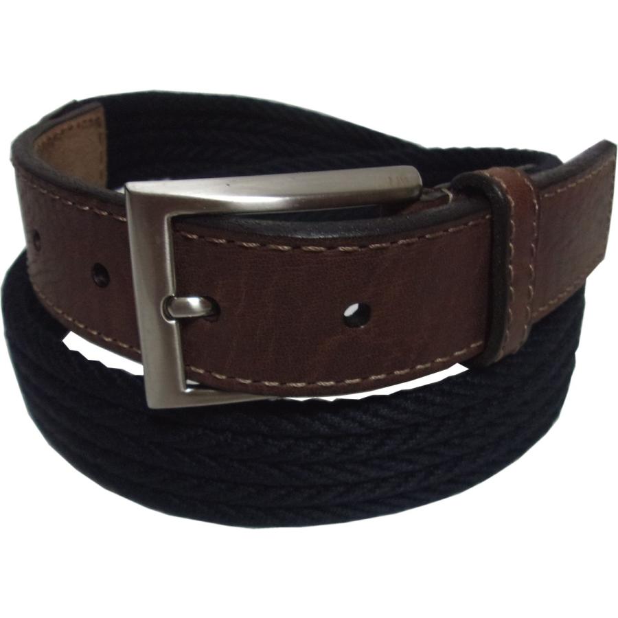 アメリカ製 布メッシュ ベルト 本革 紺 ネイビー made in usa belt 002 | 
