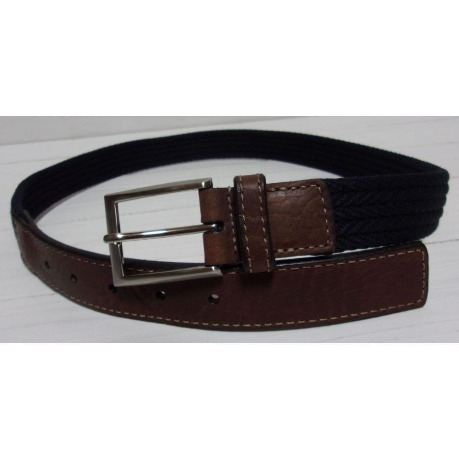 アメリカ製 布メッシュ ベルト 本革 紺 ネイビー made in usa belt 002 |  | 02