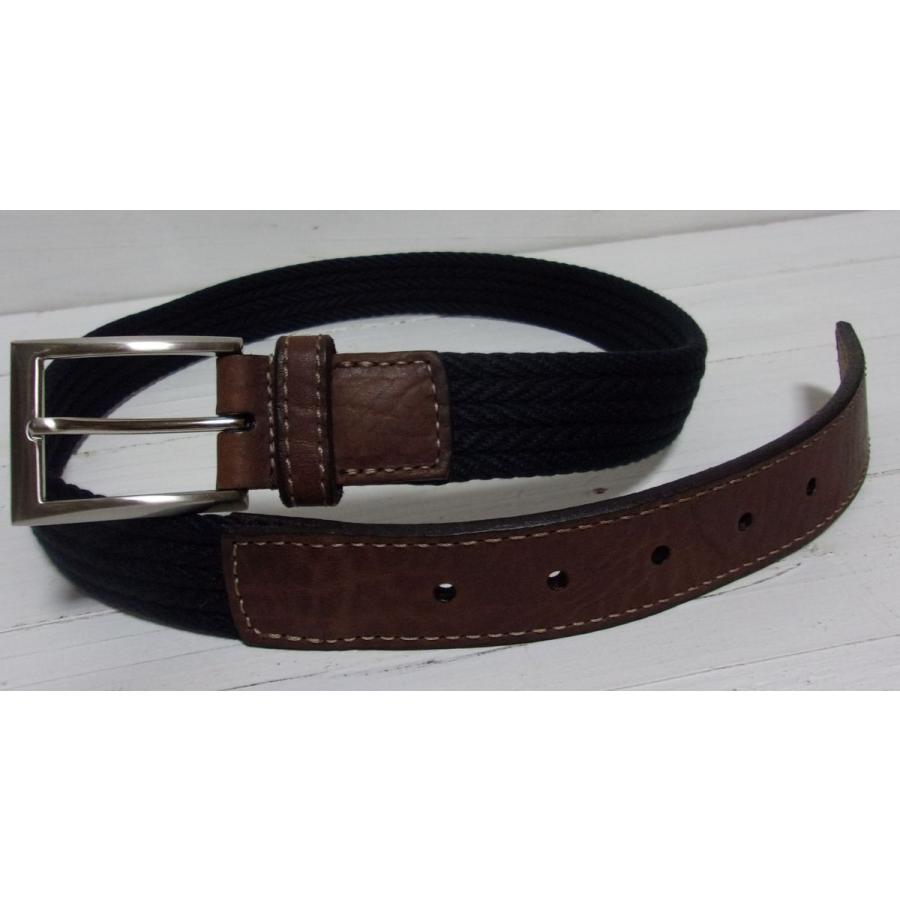 アメリカ製 布メッシュ ベルト 本革 紺 ネイビー made in usa belt 002 |  | 03