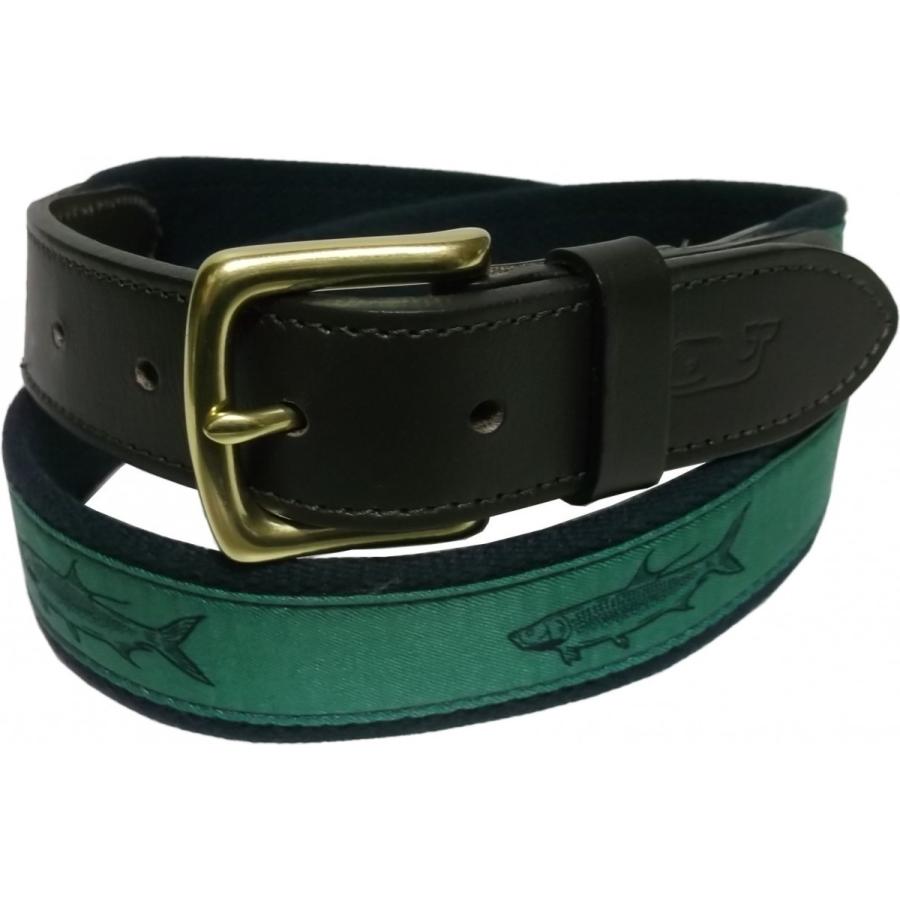 ヴィニヤードヴァインズ 本革製 レザー 布ベルト アメリカ製 グリーン メンズ vineyard vines  013 | 