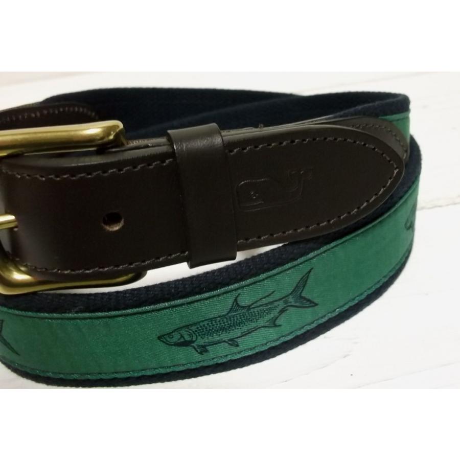 ヴィニヤードヴァインズ 本革製 レザー 布ベルト アメリカ製 グリーン メンズ vineyard vines  013 |  | 01