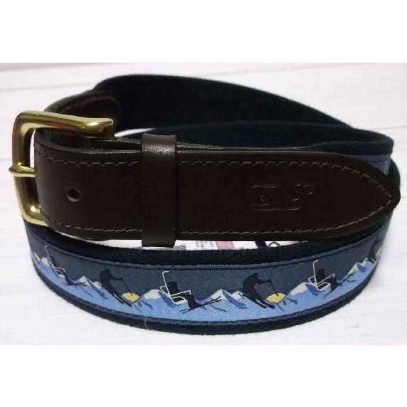 ヴィニヤードヴァインズ 本革製 レザー 布ベルト アメリカ製 ブルー メンズ vineyard vines 016 |  | 01