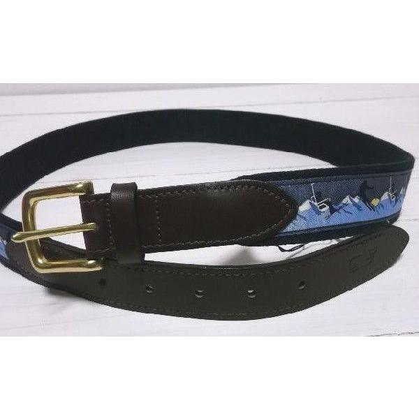 ヴィニヤードヴァインズ 本革製 レザー 布ベルト アメリカ製 ブルー メンズ vineyard vines 016 |  | 02