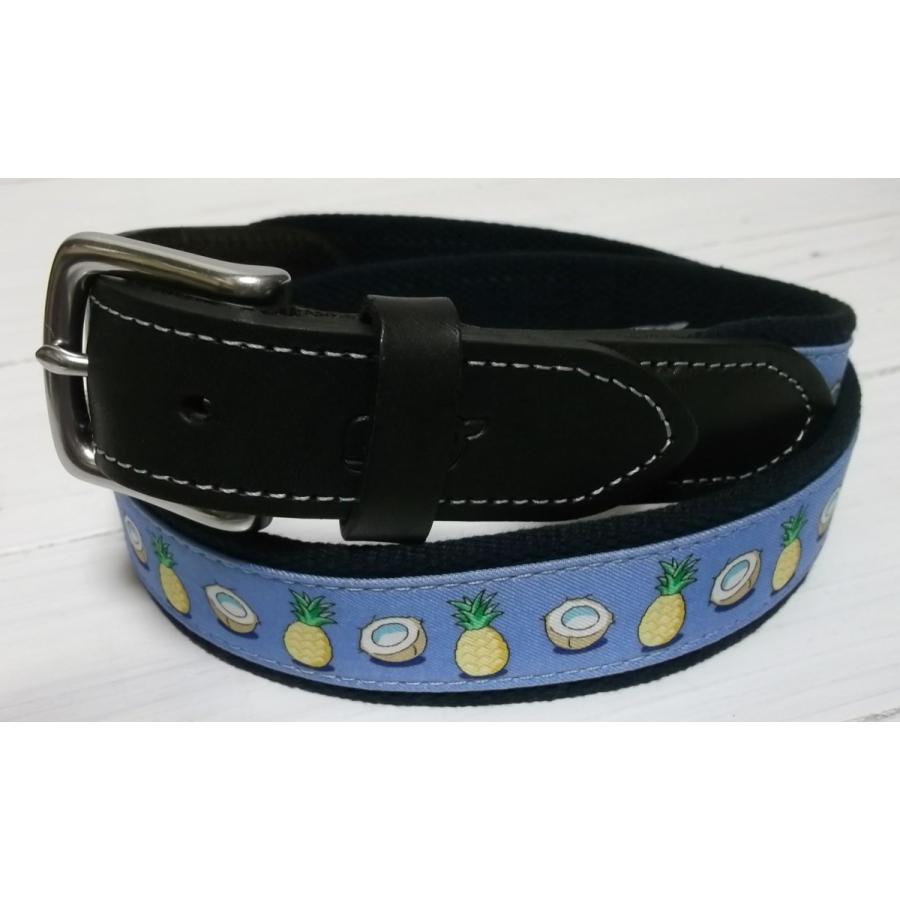 ヴィニヤードヴァインズ 本革製 レザー 布ベルト アメリカ製 ブルー メンズ vineyard vines 052 |  | 01