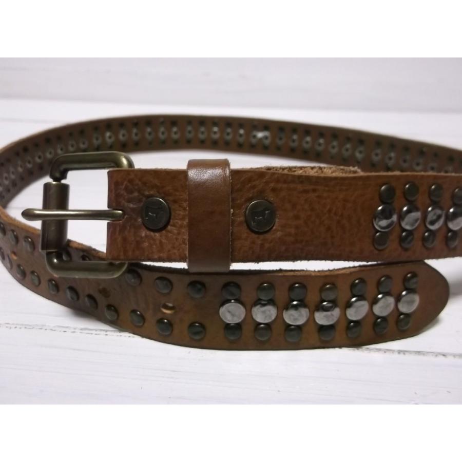ウィルレザーグッズ 本革製 レザーベルト スタッズ ブラウン メンズ WILL LEATHER GOODS 005 WL4005