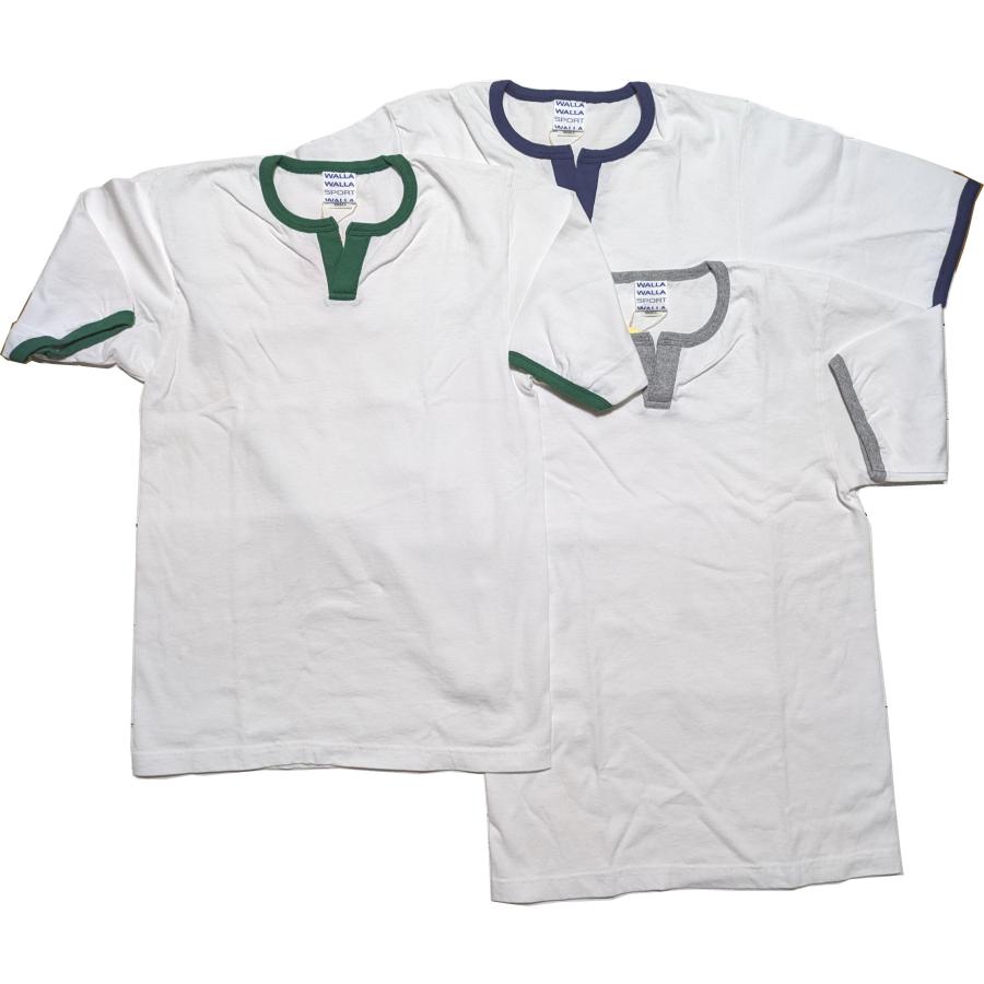 ワラワラスポーツ ハーフスリーブ スプリットネック リンガーティー メンズ  Tシャツ 日本製 WALLA WALLA SPORT H/S SPLIT NECK RINGER TEE 020 | WALLA WALLA SPORT