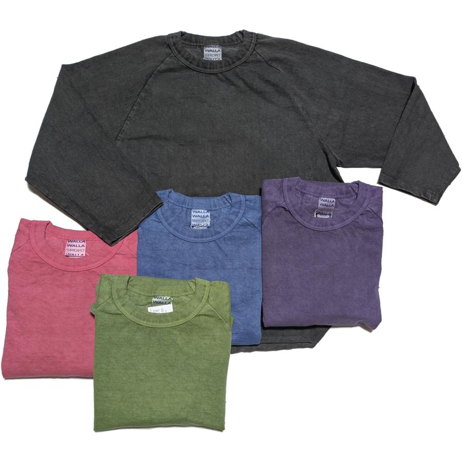 ワラワラスポーツ ピグメントダイ 9オンス ベースボール ティー メンズ Tシャツ 日本製 WALLA WALLA SPORT PIGMENT DYE 9oz BASEBALL TEE 080 | WALLA WALLA SPORT