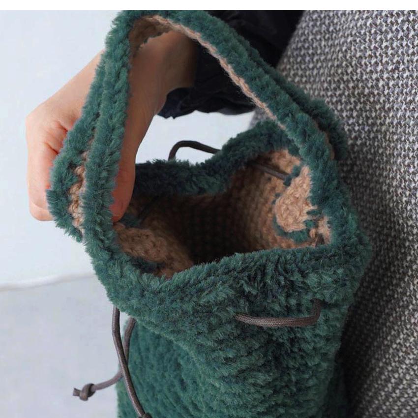ファーのワンハンドルバッグ 17-5｜あみもの 手編み 手作り ニット