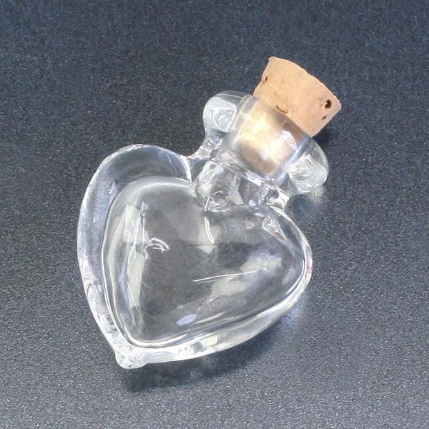 Heart Crystal クリスタルボトル セット ビーズ ガラスボトル(アロマボトル) フタ付き ハート クリスタル