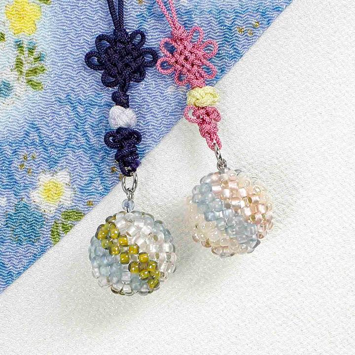 すくも藍ビーズキット NO-2 藍鞠 まり | ビーズキット 手芸キット キット すくも藍ビーズ 阿波藍 徳島 藍染め Natio ボール 毬 ラウンド 球 和風 着物 和服 浴衣 | 