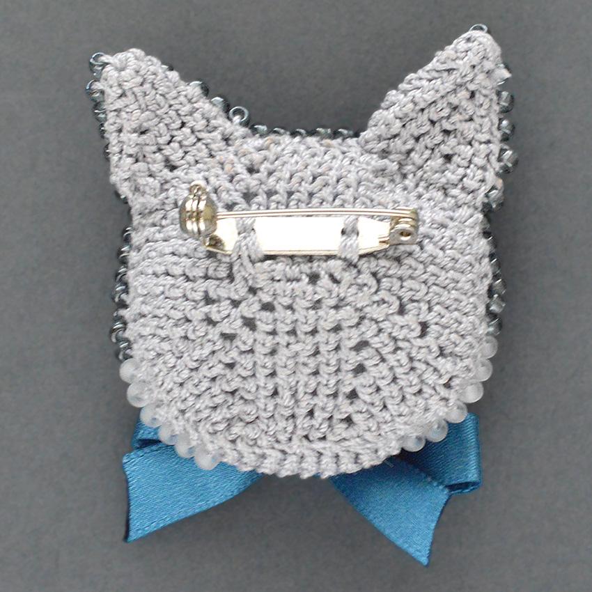 MIYUKI ビーズクロッシェ ビーズ編みの猫ブローチキット 白猫 黒猫