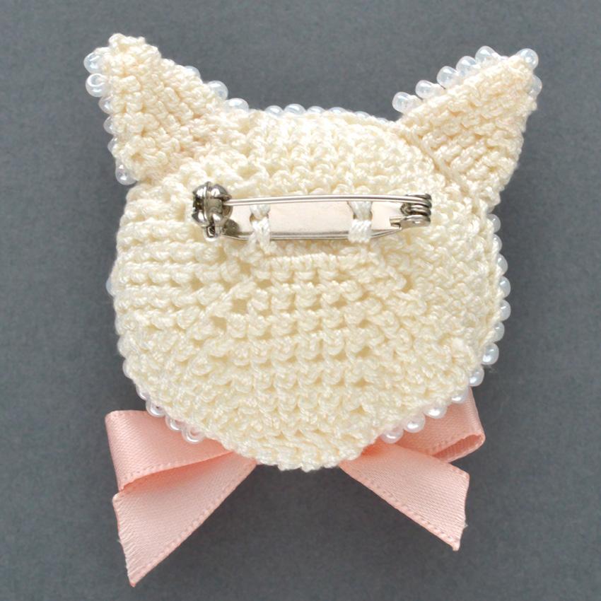 MIYUKI ビーズクロッシェ ビーズ編みの猫ブローチキット 白猫 黒猫