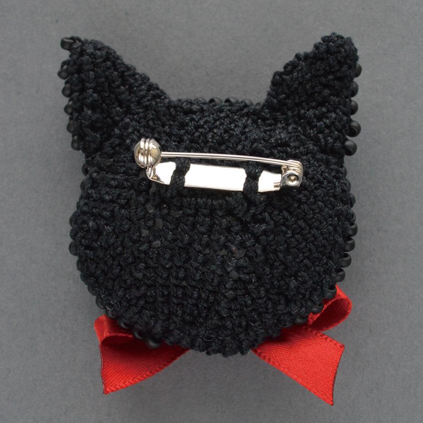 MIYUKI ビーズクロッシェ ビーズ編みの猫ブローチキット 白猫 黒猫