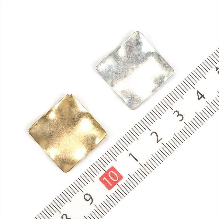 クラフトハートトーカイ メタルウォンメッキ 四角プレート 波線 1穴 2