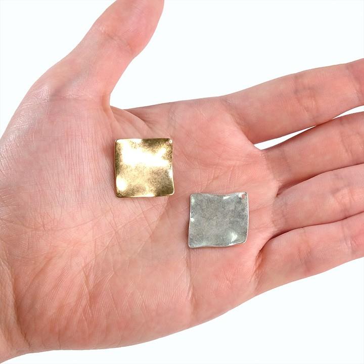 クラフトハートトーカイ メタルウォンメッキ 四角プレート 波線 1穴 2