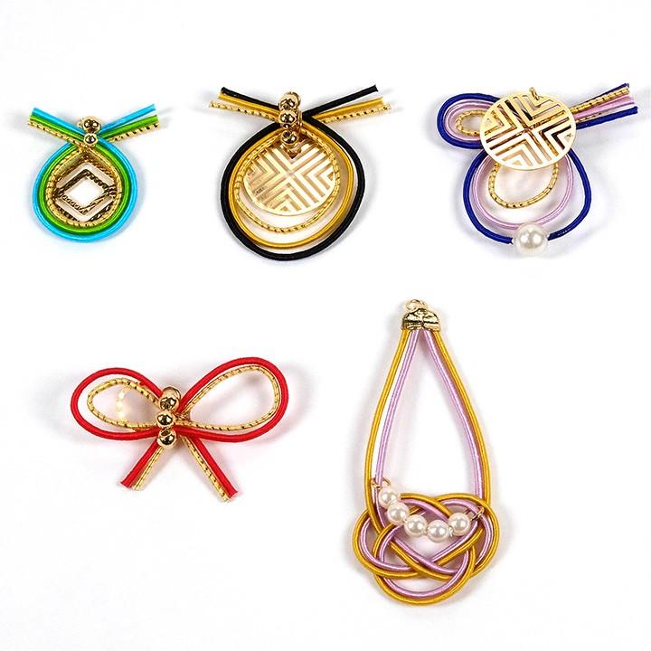 クラフトハートトーカイ 2輪水引×和柄メタルプレート ゴールドカン