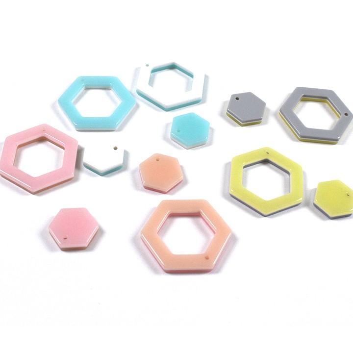 ポリパーツ 両面 六角 1穴 2セット ポリエステル アクリル リバーシブル 裏表 両面 色違い パーツ 六角 ss アクセ 手芸材料の通販シュゲールyahoo 店 通販 Yahoo ショッピング