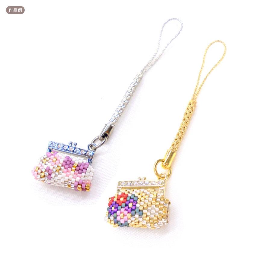 ラインストーン付き がまぐちステッチ金具 ＃101R（カン1個） ゴールド