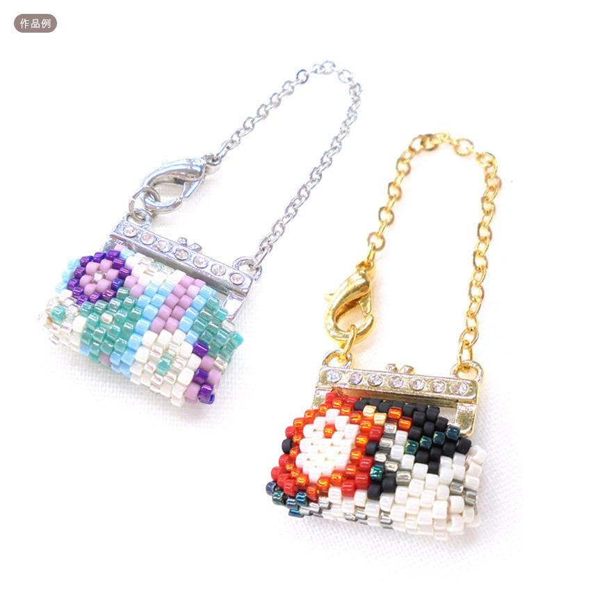 ラインストーン付き がまぐちステッチ金具 ＃102R（カン2個） ゴールド