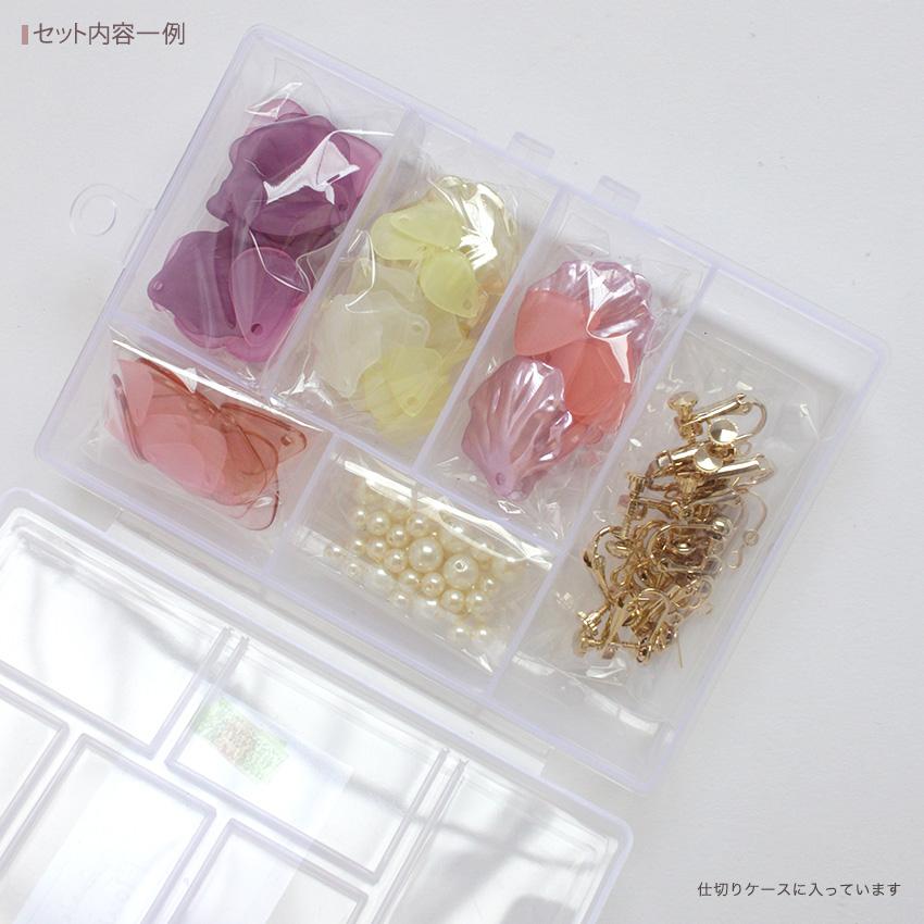 花びらパーツ ピアス・イヤリングセット ピンク系・ブルー系