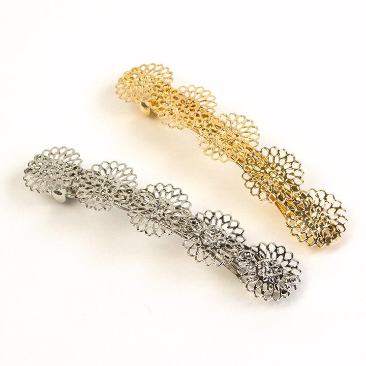 アクセサリー金具 透かしパーツ 付き バレッタ 金具 太 15mm幅 