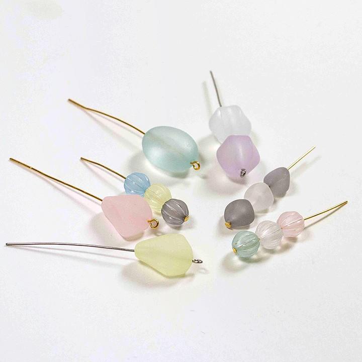 シーグラス風 アクリルビーズ ヘキサゴン型 2ヶ | シーグラス アクリル 