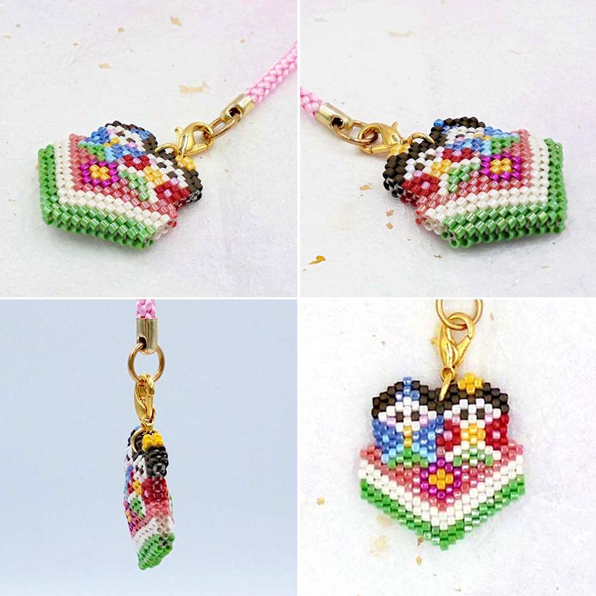 京・ひしもち雛根付け | おひなさま ひな祭り 根付 ビーズステッチ