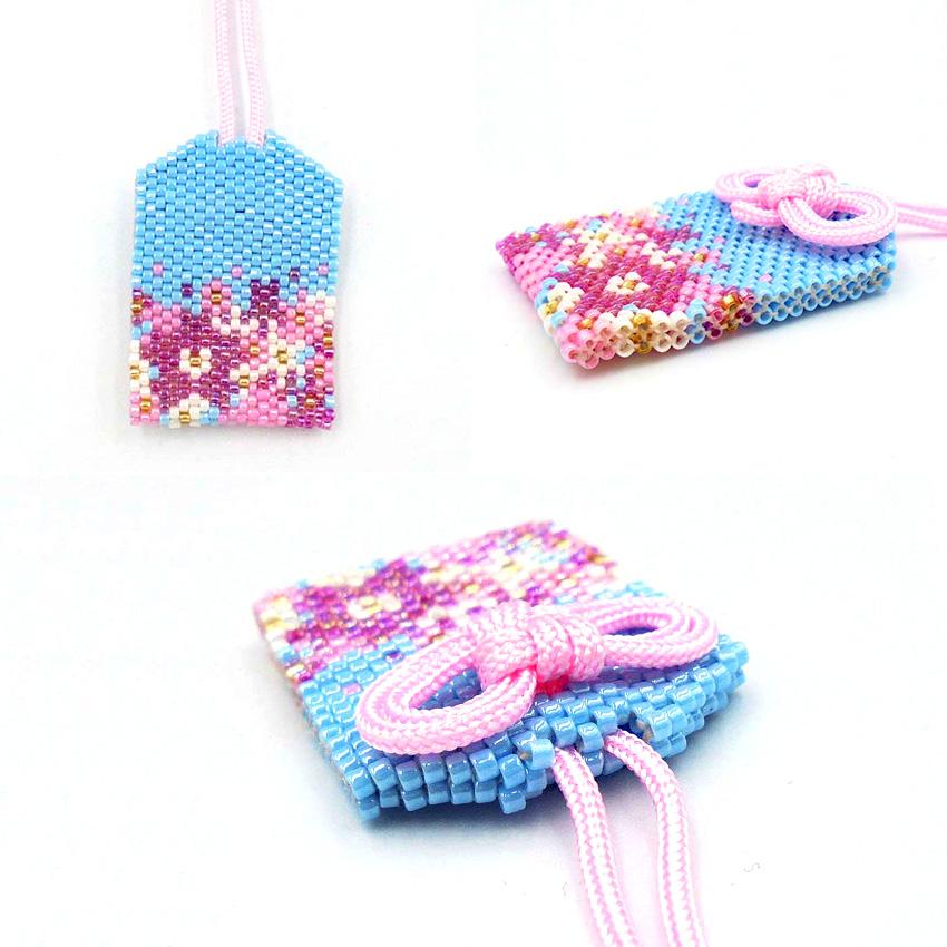 京・西陣柄花お守り 桜 | ビーズステッチ 根付け キット さくら