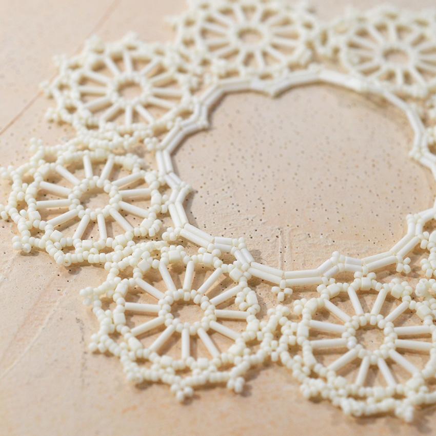 レース編みドイリー　25cm　ビーズ入り ビーズレーシング ドイリーキット ミラのドイリー | ビーズ ビーズ