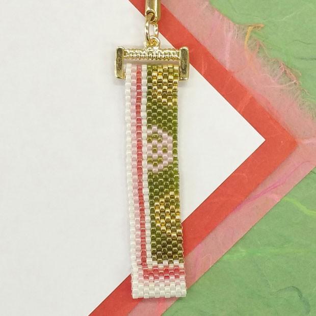 ビーズ 携帯アクセサリー＆チャーム 西陣・十二単柄根付け 菖蒲