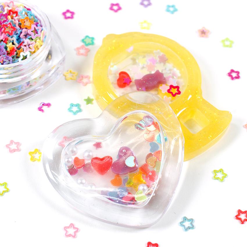 スパンコール 花 ハート 星 | キラキラ パーツ オーロラカラー
