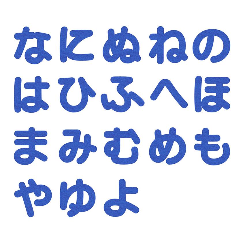 ラブリーネーム【青】 お名前ワッペン【な〜よ】 アイロン接着