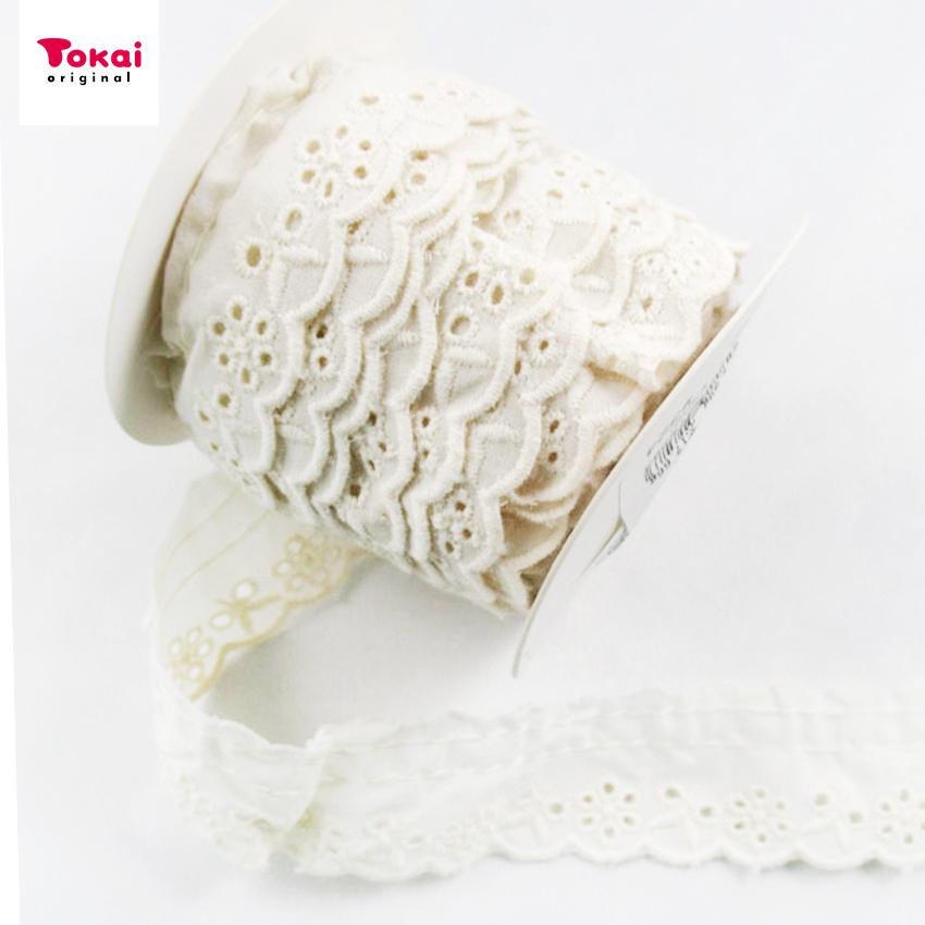 クラフトハートトーカイ 綿タックレース 生成 CO-9414 (50cm単位