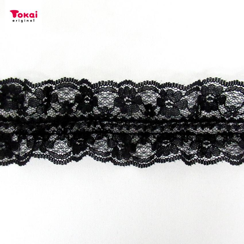 クラフトハートトーカイ ラッセルフリルレース BK 黒 1530-2 (50cm単位