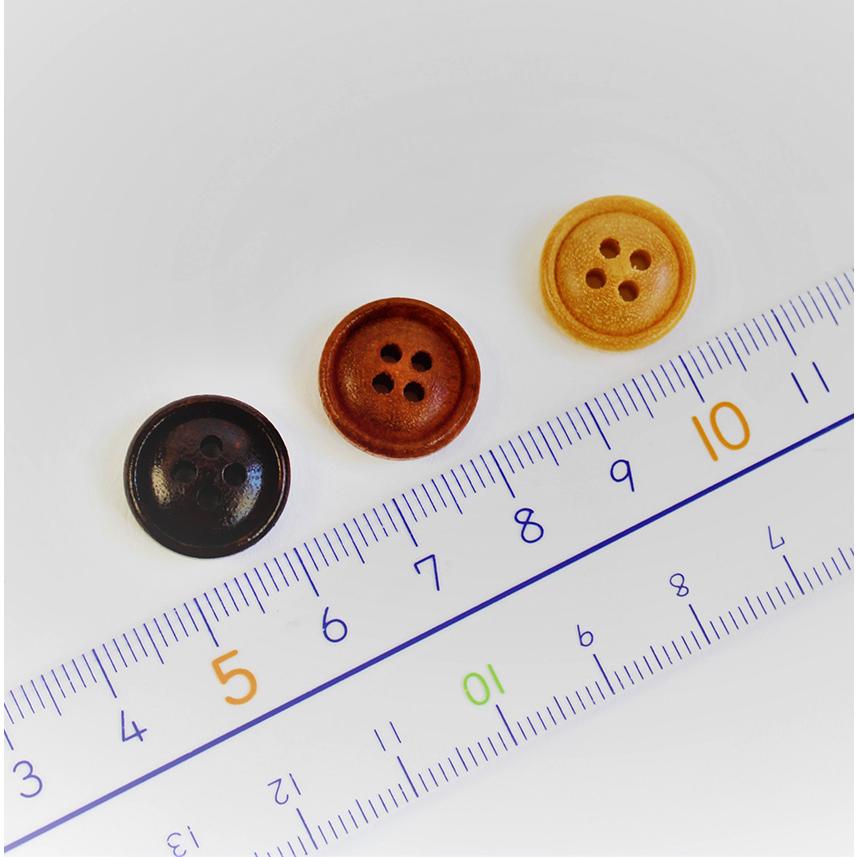 クラフトハートトーカイ ウッドボタン アソート 釦 15mm | ボタン