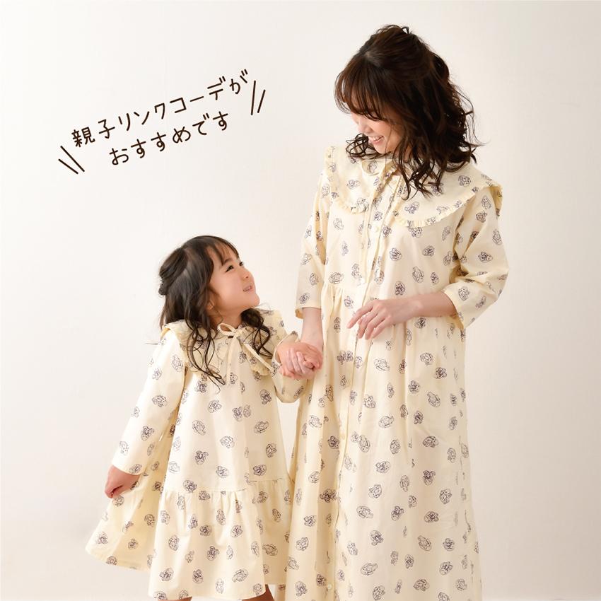 ハンドメイド　ウエストギャザーワンピース120、90cm つけ襟セット ハンドメイド ウエストギャザーワンピース120、90cm つけ襟セット