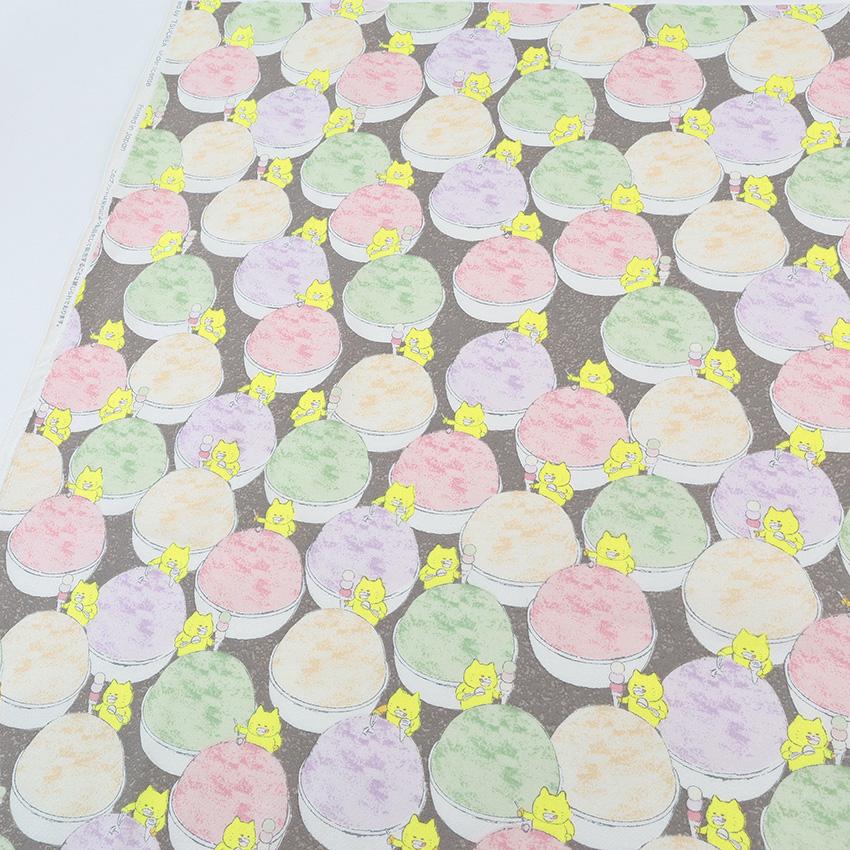 ノラネコぐんだん ノラネコアイス シーチング 50cm カットクロス｜生地