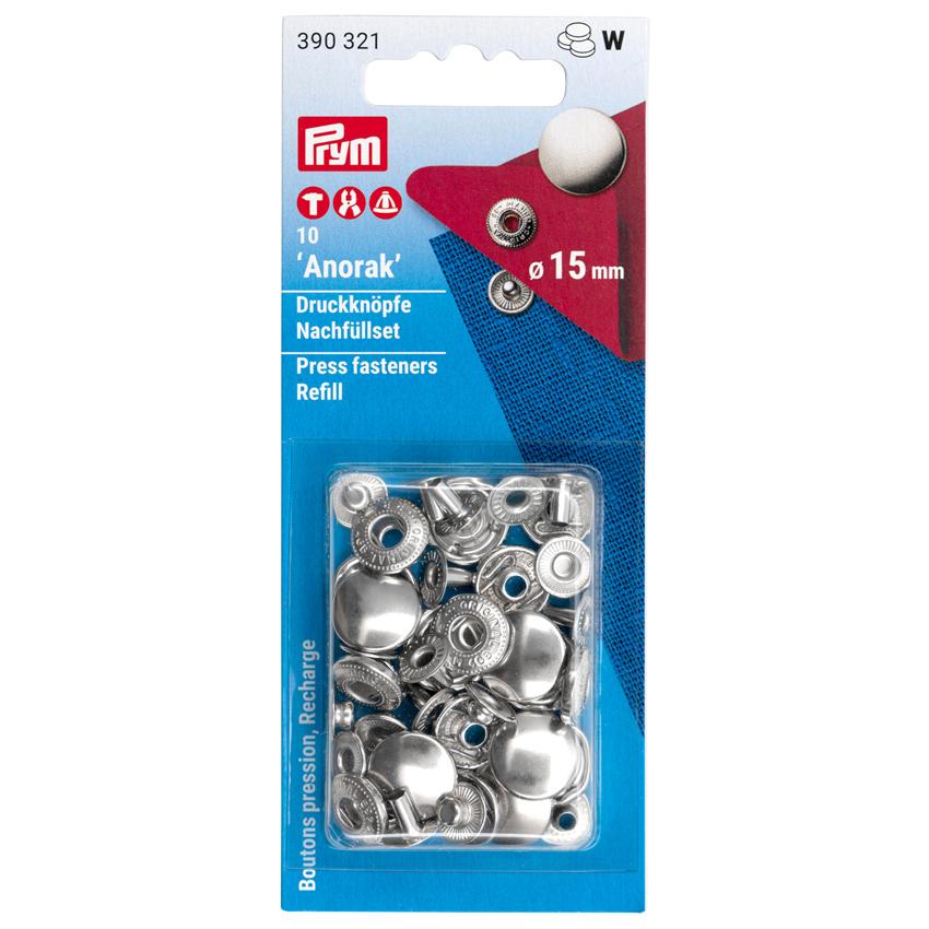 Prym プリム 脱着しやすい アノラックスナップ 15mm S シルバー 10組
