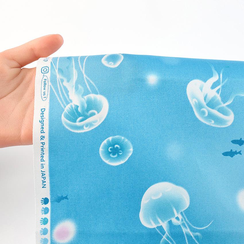 クラゲ柄 オックス 50cm カットクロス | 生地 布 布地 はぎれ カット布
