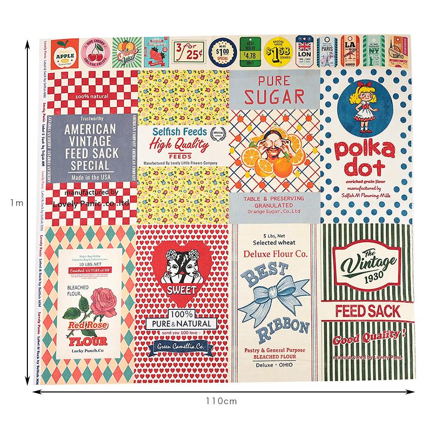 Lovely Panic Label&Sack 武石正子パネル 110cm×1m カットクロス
