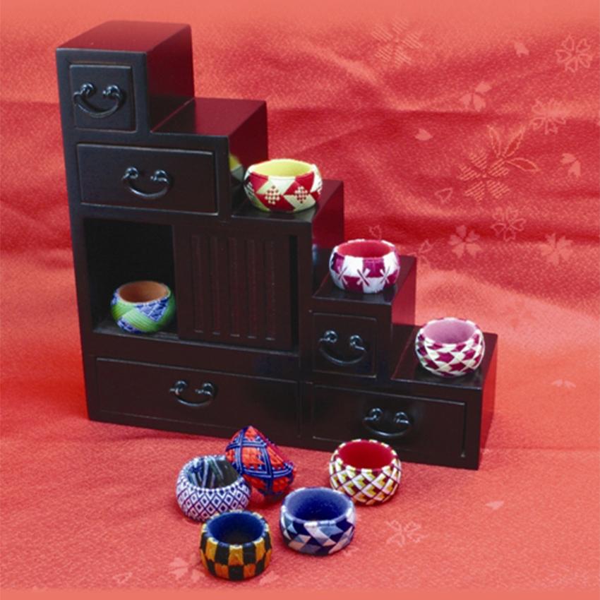 クラフト 和調手芸 加賀ゆびぬきキット 二色の矢羽根模様 青・白