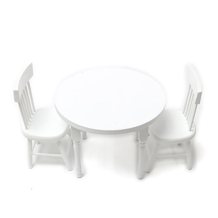 エルベール ミニチュアパーツ テーブルセットC MIT-387 丸テーブルとイス ホワイト | ミニチュア インテリア 家具 ダイニング