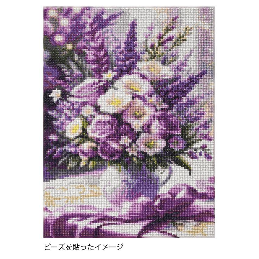 アートピース 花 キラキラビーズアート パープルアレンジフラワー SCB-497 キャンバス