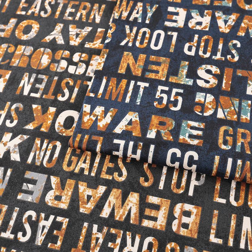 英字アンティーク調 オックス 50cm単位｜切売り 切り売り 生地 布 布地