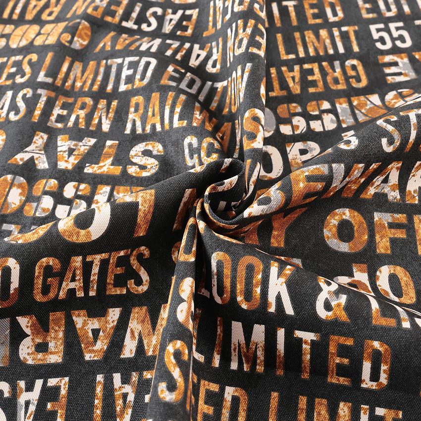 英字アンティーク調 オックス 50cm単位｜切売り 切り売り 生地 布 布地  