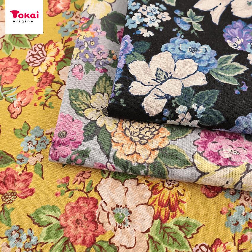 クラフトハートトーカイ YUWA flowers 綿麻キャンバス 50cm単位｜有輪